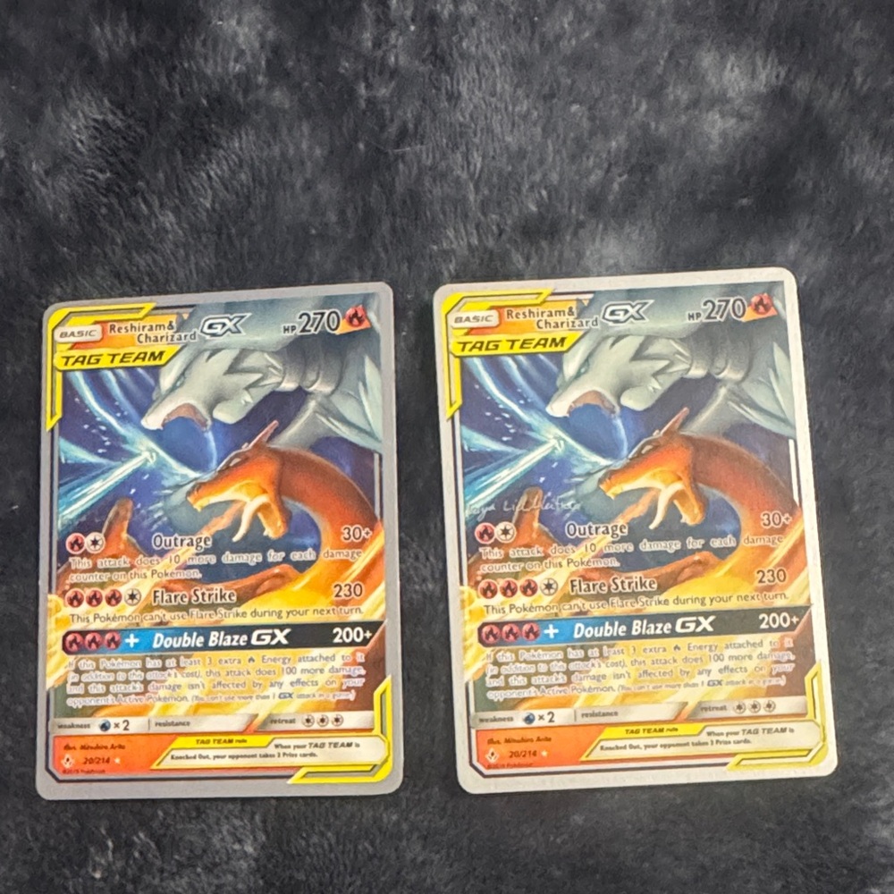 Reshiram & Charizard GX Tag Team Cards
